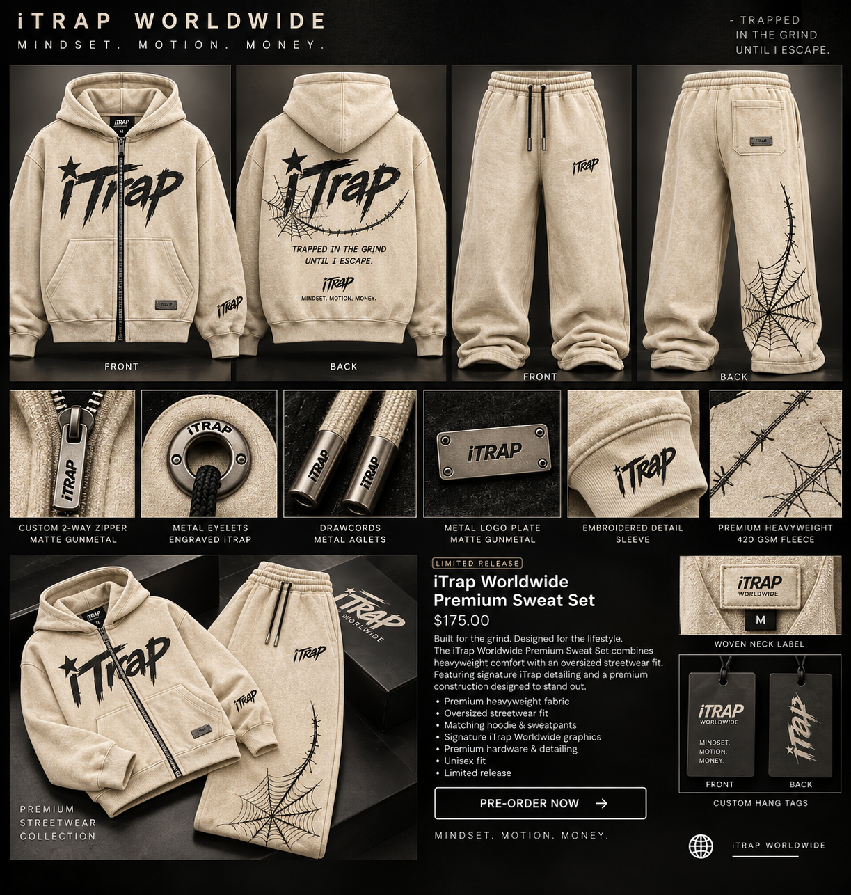 iTrap Worldwide Cream Premium Sweat Suit