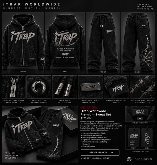 iTrap Worldwide Black Premium Sweat Suit
