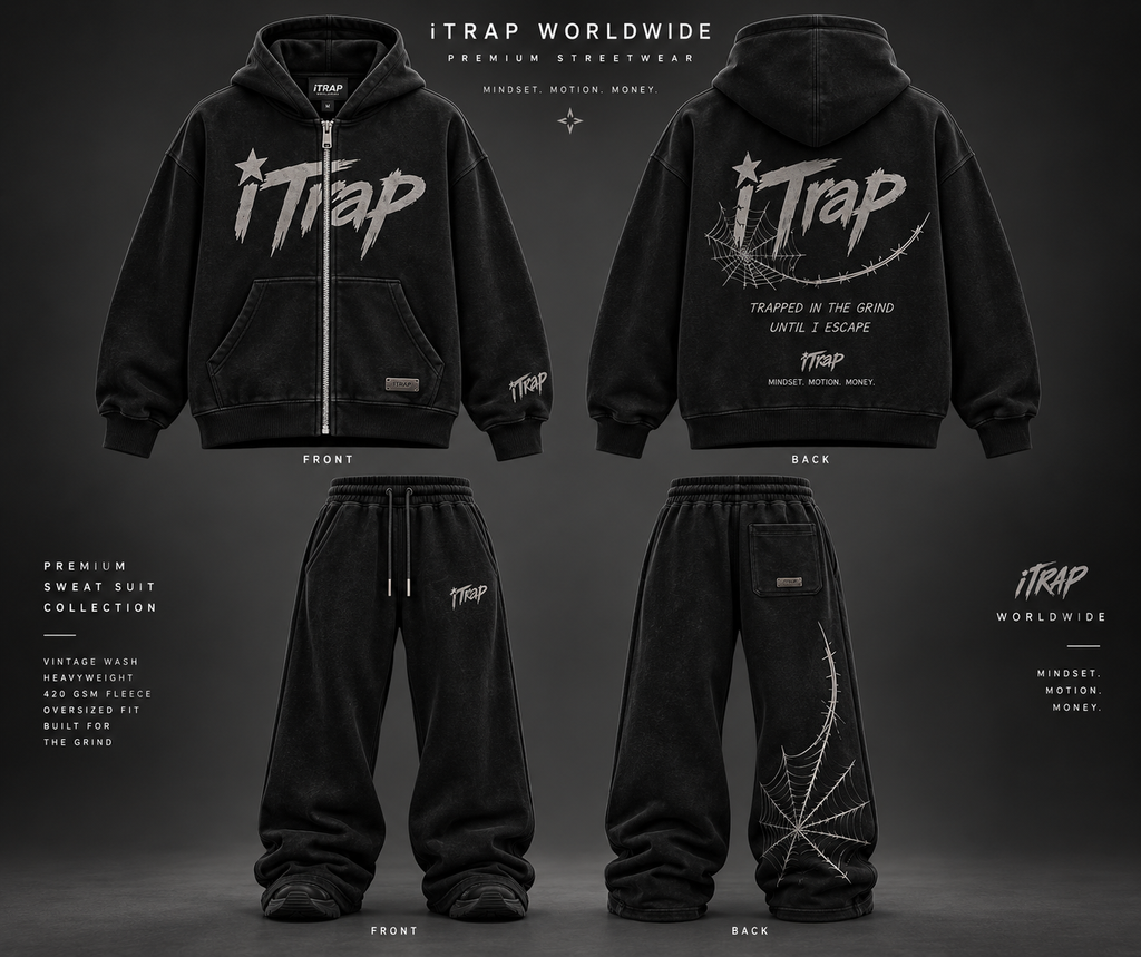 iTrap Worldwide Black Premium Sweat Suit